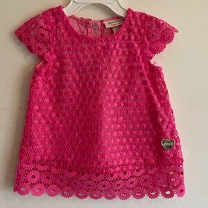 JUICY COUTURE Pink Lace Silver Charm Baby Dress 3-6 Mos
